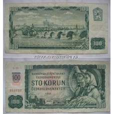100 Korun 1961 serie G - bankovka 100 Kčs s kolkem Slovenská republika - 100 Kčs